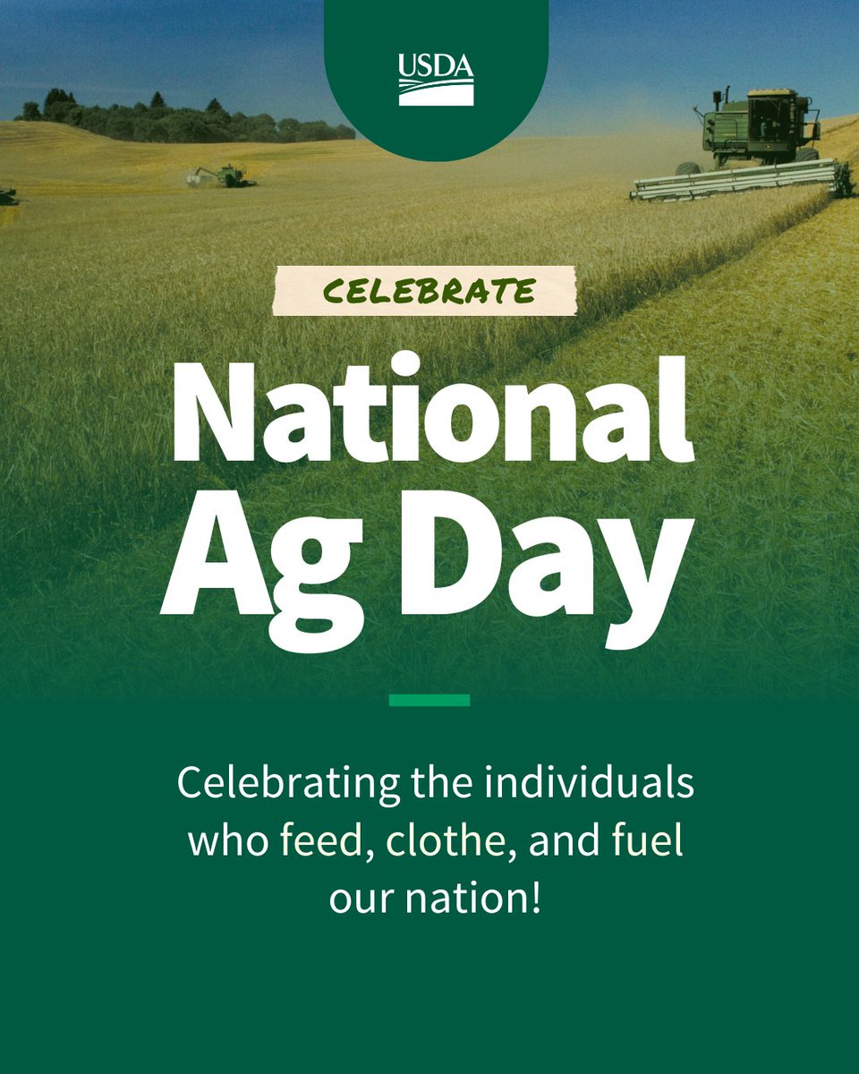 Happy National Agriculture Day one and all! Rural Development is proud to serve the communities that provide the food, energy, and resources that power our country! Join us in celebrating the rural places that we call home! #AgDay25