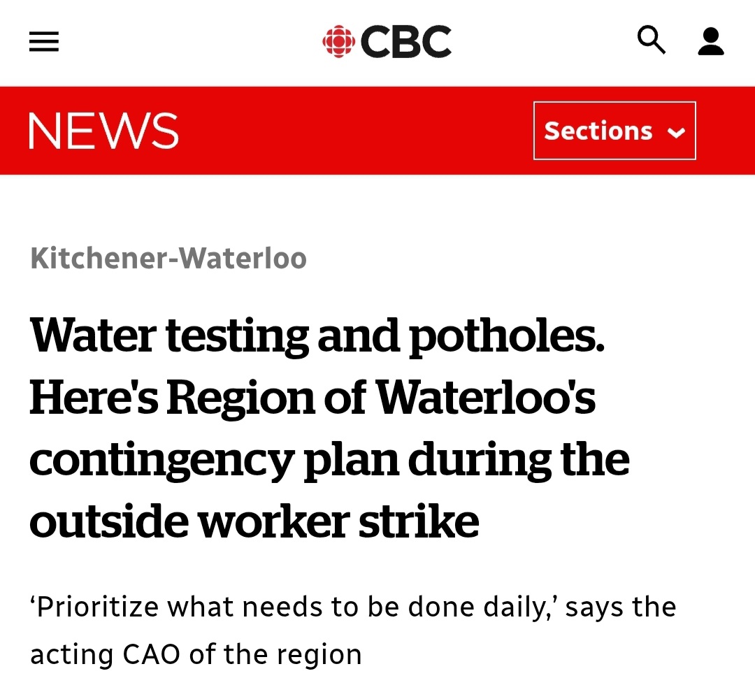 <a href="/CUPEOntario/">CUPE Ontario</a> #1656 workers keep our community healthy &amp; safe. They deserve respect at the bargaining table. Disturbing to learn <a href="/RegionWaterloo/">Region of Waterloo</a> mgmt are crossing picket lines to undermine folks who want to earn enough to live in the community they work in. cbc.ca/news/canada/ki…