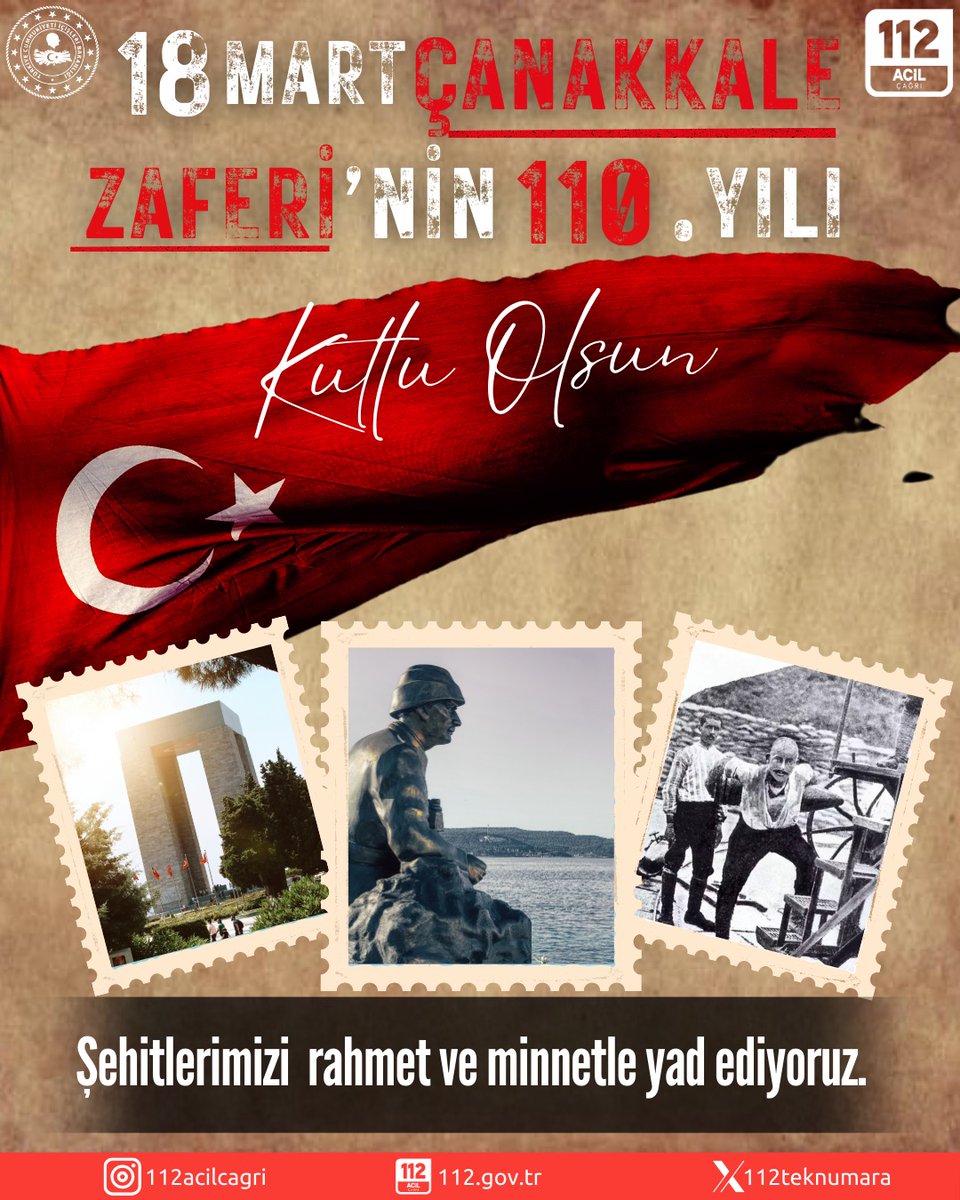18 Mart Çanakkale Zaferi'nin 110. yıl dönümünde, başta Gazi Mustafa Kemal Atatürk ve silah arkadaşları olmak üzere, tüm şehitlerimizi rahmet ve minnetle anıyoruz.🇹🇷