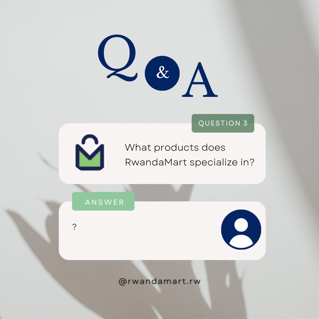 🎉 Think you know #RwandaMart? Prove it! 🚀 Answer these 3 questions correctly and WIN a FREE RwandaMart Umbrella! ☂️

1️⃣ When was RwandaMart founded?
2️⃣ Where is RwandaMart’s office located?
3️⃣ What products does RwandaMart specialize in?
Drop your answers in the comments! 📝