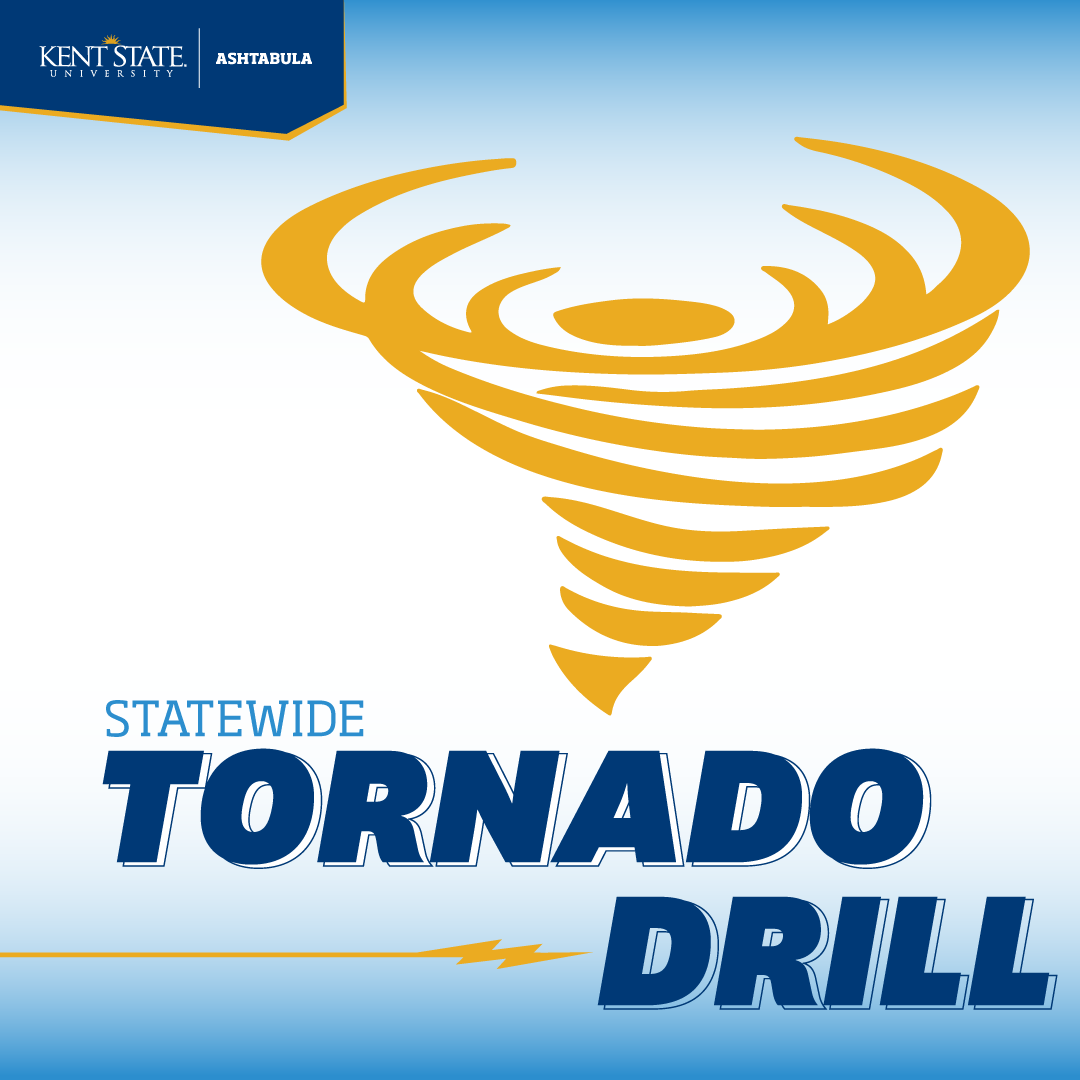 All Kent State campuses will be participating in the Ohio statewide tornado drill on Wednesday, March 19 at 9:50 a.m.  This is only a test of the mass notification systems, and no shelter-in-place activities are required.