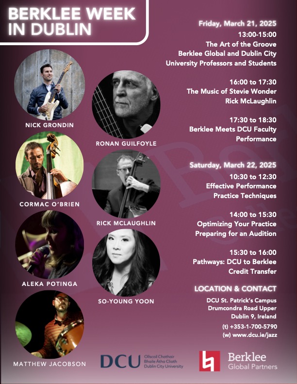 DCU Centre for Jazz & Contemporary Music (@dcu_jazz) on Twitter photo This Friday and Saturday
<a href="/BerkleeGlobal/">Berklee Global</a> visit <a href="/DCU/">Dublin City University</a>
Sign up form below for anybody who wants to attend Friday's masterclass on 'The Music of Stevie Wonder' or the Berklee meets DCU Faculty Performance
forms.gle/tXgGKiHdfTubvw…
<a href="/BerkleeCollege/">Berklee College of Music</a> <a href="/Music_DCU/">Music @ DCU</a> <a href="/HumanitiesDCU/">Faculty of Humanities & Social Sciences @ DCU</a> <a href="/mus_gen/">Music Generation Ireland</a> This Friday and Saturday
<a href="/BerkleeGlobal/">Berklee Global</a> visit <a href="/DCU/">Dublin City University</a>
Sign up form below for anybody who wants to attend Friday's masterclass on 'The Music of Stevie Wonder' or the Berklee meets DCU Faculty Performance
forms.gle/tXgGKiHdfTubvw…
<a href="/BerkleeCollege/">Berklee College of Music</a> <a href="/Music_DCU/">Music @ DCU</a> <a href="/HumanitiesDCU/">Faculty of Humanities & Social Sciences @ DCU</a> <a href="/mus_gen/">Music Generation Ireland</a>