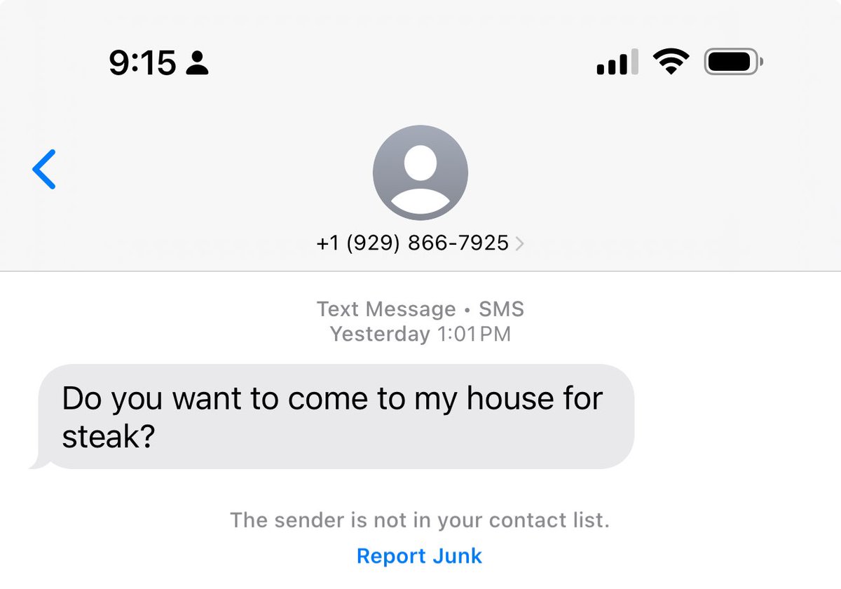 Oddest, but also considered responding SPAM text.