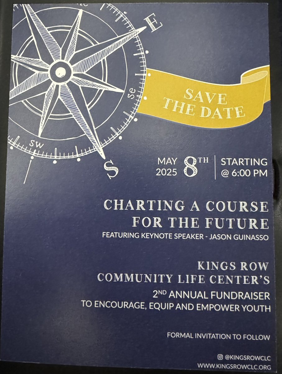 Honored to be the keynote speaker at @KingsRowCLC's 2nd Annual Fundraiser on May 8th! "Charting a Course for the Future" supports vital youth programs in our community. Join us at 6PM to help encourage, equip &amp; empower local youth. #CommunitySupport #SaveTheDate #RenoCommunity