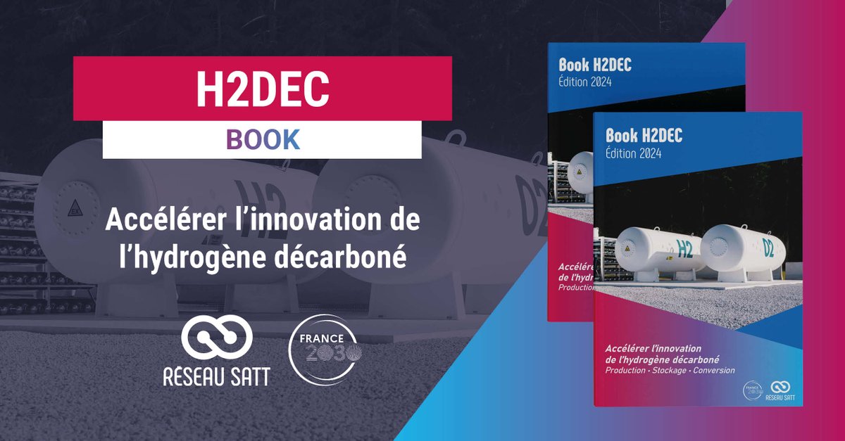 [BOOK 📕] #H2DEC ♻️

Découvrez le Consortium #H2DEC mobilisé pour accélérer le développement des innovations issues de la recherche publique 🇫🇷 en matière d’hydrogène décarboné. #France2030 

Les 2 chefs de file : <a href="/SATT_SAYENS/">SATT_SAYENS</a>  &amp; Linksium

▶️ satt.fr/book-h2dec/