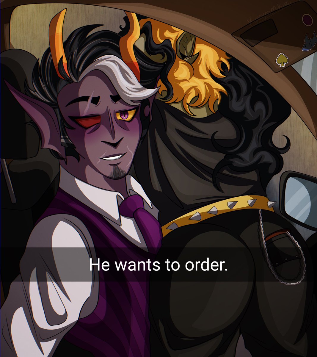 ForgetMeWolf's tweet photo. โจOhanko knows what he wants. ๐คญ
๐My Hiveswap dancestor OC Ohanko Tongva and his husbee, Hunson๐ฆ
Art by KurayaMikiru!
#Homestuck #hiveswap #oc #fantroll #fantrolloc #troll #pitchmates #kismesis #OhankoTongva #ZebedeTongva #art #ocart #goth #goldblood #couples #dancestor https://t.co/eb2Ojwypif