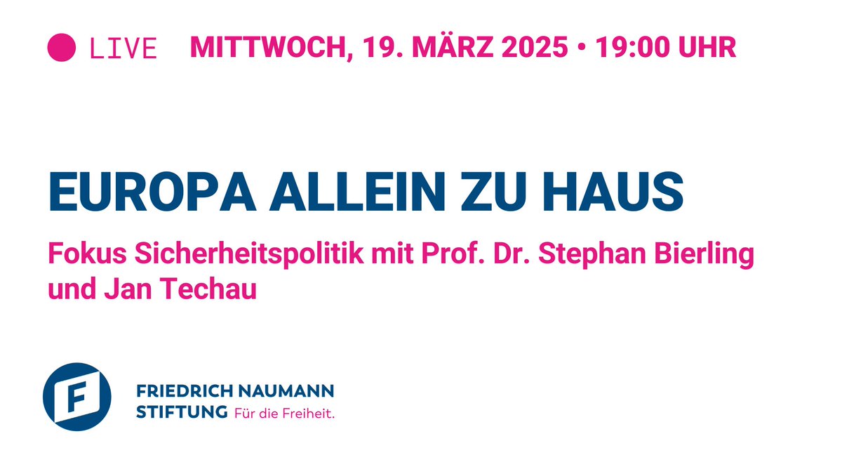 Thomas Dehler Stiftung (@tdstiftung) on Twitter photo Fokus Sicherheitspolitik am 19.3.: "Europa allein zu Haus". Unser Webtalk zum Themenkomplex USA - Ukraine - Europa mit <a href="/jan_techau/">Jan Techau</a> und Stephan Bierling. 👉 Infos und Anmeldung: bit.ly/3DQETNE | live zuschauen über YouTube: youtu.be/WVE5hgiKsZ0 <a href="/FNFreiheit/">Friedrich-Naumann-Stiftung für die Freiheit</a> Fokus Sicherheitspolitik am 19.3.: "Europa allein zu Haus". Unser Webtalk zum Themenkomplex USA - Ukraine - Europa mit <a href="/jan_techau/">Jan Techau</a> und Stephan Bierling. 👉 Infos und Anmeldung: bit.ly/3DQETNE | live zuschauen über YouTube: youtu.be/WVE5hgiKsZ0 <a href="/FNFreiheit/">Friedrich-Naumann-Stiftung für die Freiheit</a>