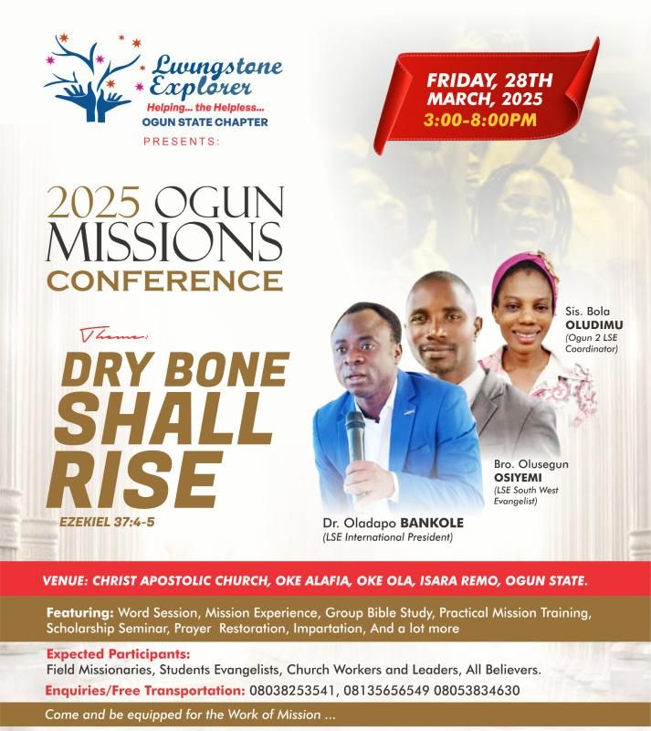 LivingstoneEII's tweet photo. As we prepare for our 40-day mission outreach starting in Ogun State, we are filled with anticipation and purpose. This initiative is a chance for us to connect, share, and make a meaningful impact in the community. https://t.co/25nJpyUBdO
