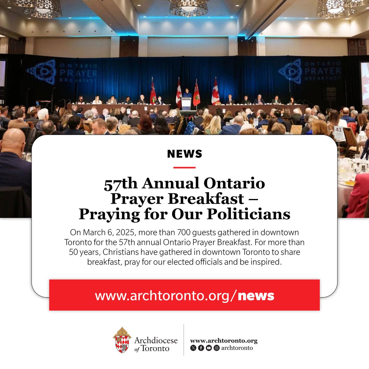 NEWS: 57th Annual Ontario Prayer Breakfast – Praying for Our Politicians bit.ly/news-OPB2025  #catholicTO #OPB2025 <a href="/OntarioPrayer/">Ontario Prayer Breakfast</a>