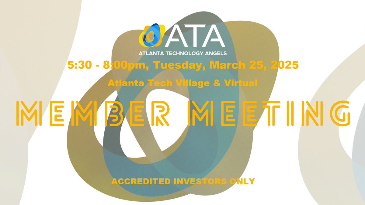 [REGISTER NOW FOR 3/25] Are you an accredited investor wanting to learn more about investing in startups in the Atl tech community? REGISTER NOW! First-time guests only. USE PROMO CODE: firsttimeguest2025.
eventbrite.com/e/127079357077…
#ATLSTARTUPS #venturecapital #angelinvestor