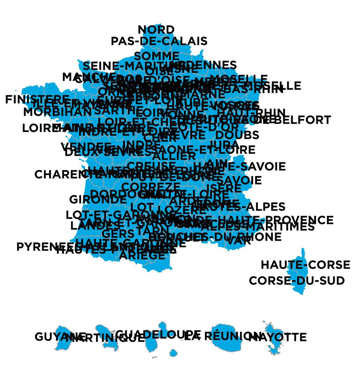 French departments but with the wrong font size