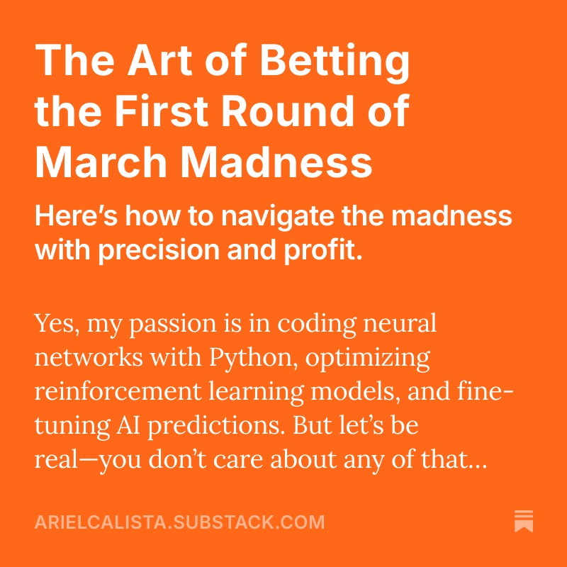 aribets702's tweet photo. The Art of Betting the First Round of March Madness https://t.co/UvJABzRb2v https://t.co/TxiEdgyL7n