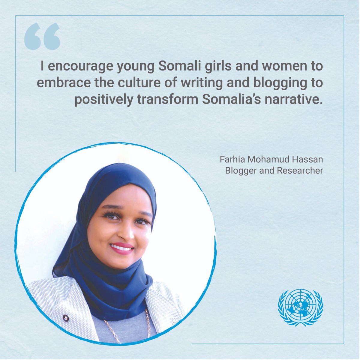 #SomaliVoices - Farhia Mohamud Hassan is a #researcher and #blogger who is helping reshape negative narratives surrounding #Somalia by sharing personal reflections and socio-economic issues through her writing - she also aims to empower young #Somalis, particularly #women, to