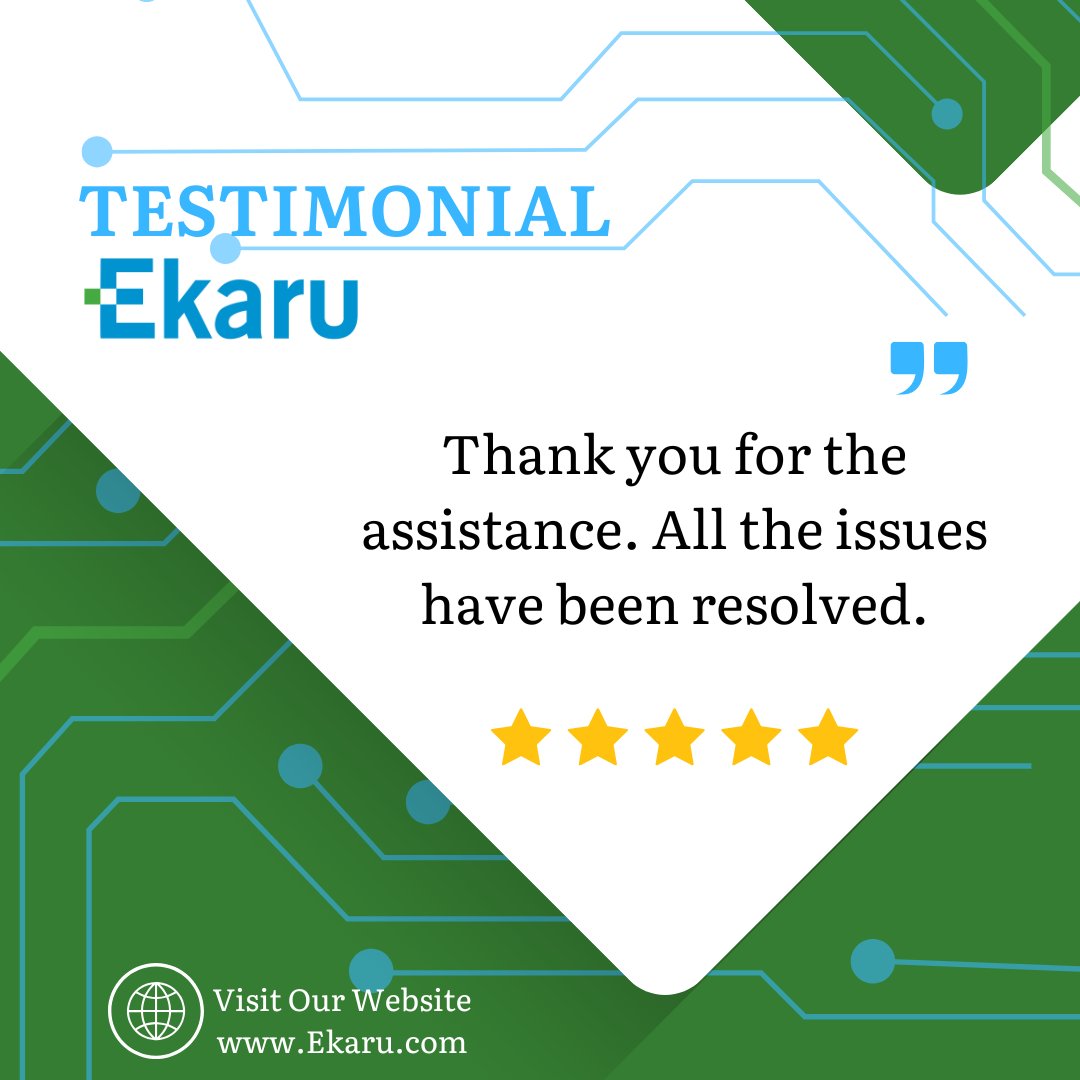 Feeling so thankful for clients like you who take the time to share their experiences! Your feedback helps us grow and continue delivering our best. 🙌 

#EkaruTeam #EkaruTestimonials #ClientTestimonials #PositiveFeedback #CyberSecurity