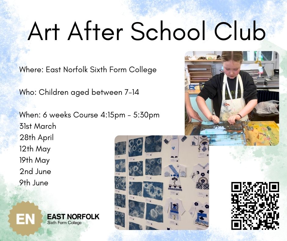 Only two spaces remain for our Art School Club that starts on Monday 31st March.

This is a fantastic course of sessions that only costs £18.

Book now at: events.eastnorfolk.ac.uk