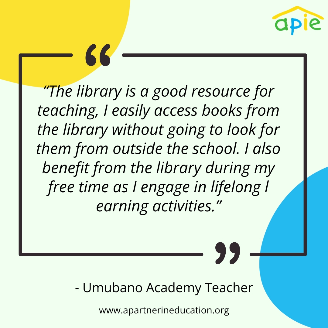 APIE worked with donors to update and refresh the library at the Umubano Academy (UA). This has resulted in both students and teachers enjoying learning together, and it has invigorated the reading culture throughout the school.
#APIE #apartnerineducation #Rwanda #Umubanoacademy