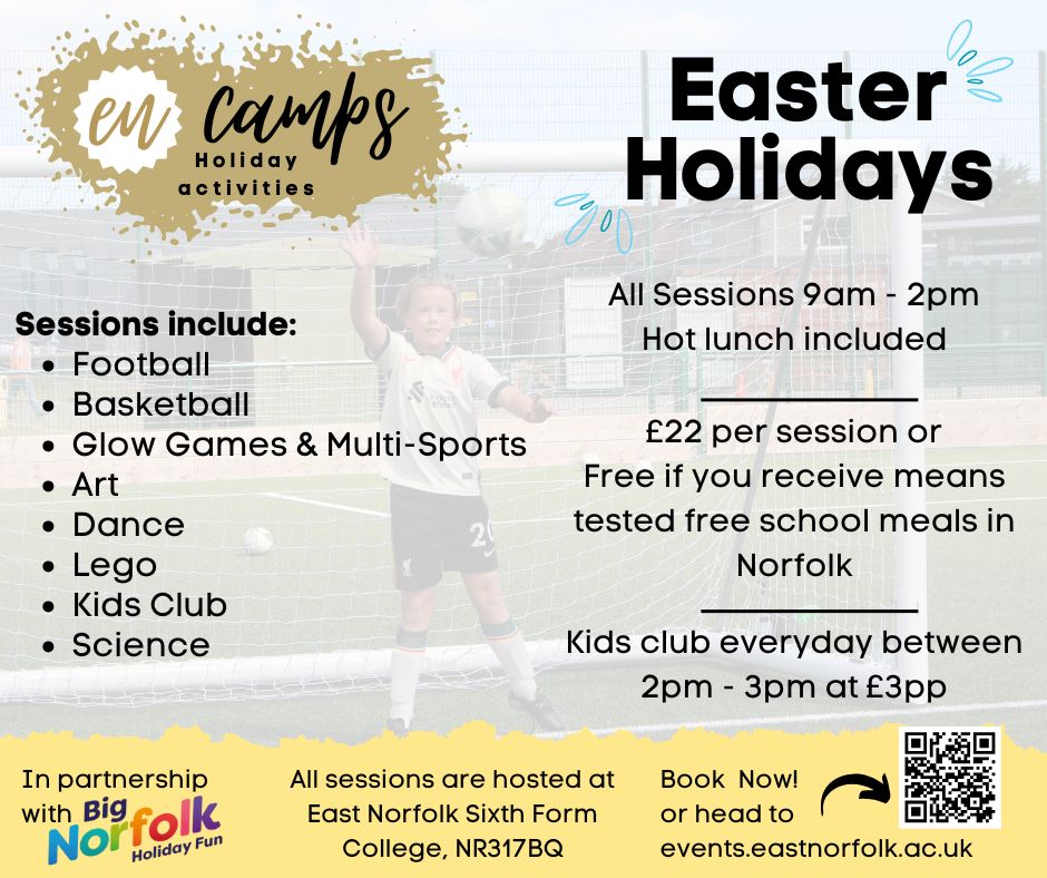More sessions are becoming fully booked - don't forget to book your child's spaces to avoid disappointment.
Book today at: events.eastnorfolk.ac.uk