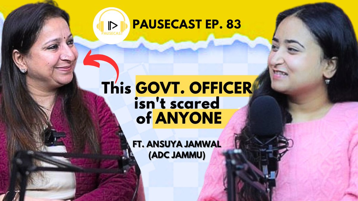 Tanvi Mahajan 🇮🇳 (@pausecastgirl) on Twitter photo <a href="/AnsuyaJamwal/">Ansuya Jamwal</a> EXCLUSIVE PODCAST 💪
Lady Singham of Jammu ADC Ansuya Jamwal on Secret Inspections, Drive, Father's loss & Role of ADC in Jammu and Kashmir.
Full podcast out now👇
youtu.be/P3mgTh5MmYM?si…
#jammu <a href="/pausetribe/">Pause | The Pausecast Podcast | J&K</a> #podcast <a href="/AnsuyaJamwal/">Ansuya Jamwal</a> EXCLUSIVE PODCAST 💪
Lady Singham of Jammu ADC Ansuya Jamwal on Secret Inspections, Drive, Father's loss & Role of ADC in Jammu and Kashmir.
Full podcast out now👇
youtu.be/P3mgTh5MmYM?si…
#jammu <a href="/pausetribe/">Pause | The Pausecast Podcast | J&K</a> #podcast