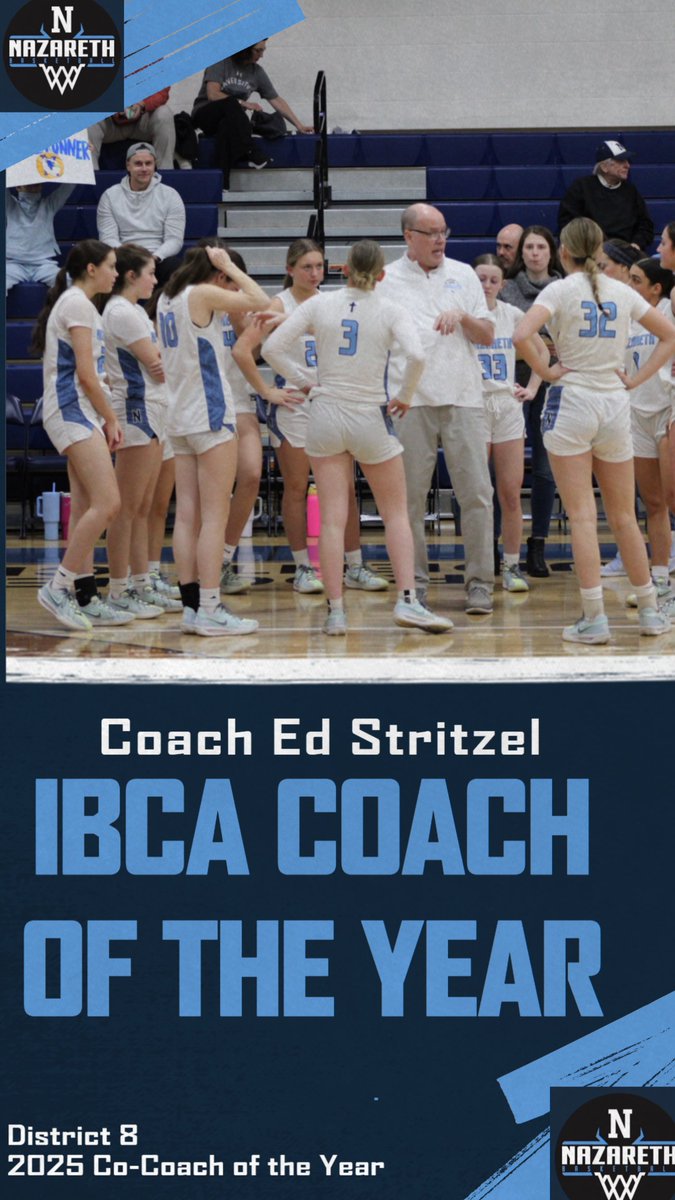 Nazareth GBB (@nazarethgbb) on Twitter photo Congrats to Coach Ed, named 2025 IBCA Coach of the Year! Thank You for all you do, we appreciate you! <a href="/EddieStritzel/">Edward Stritzel</a> Congrats to Coach Ed, named 2025 IBCA Coach of the Year! Thank You for all you do, we appreciate you! <a href="/EddieStritzel/">Edward Stritzel</a>