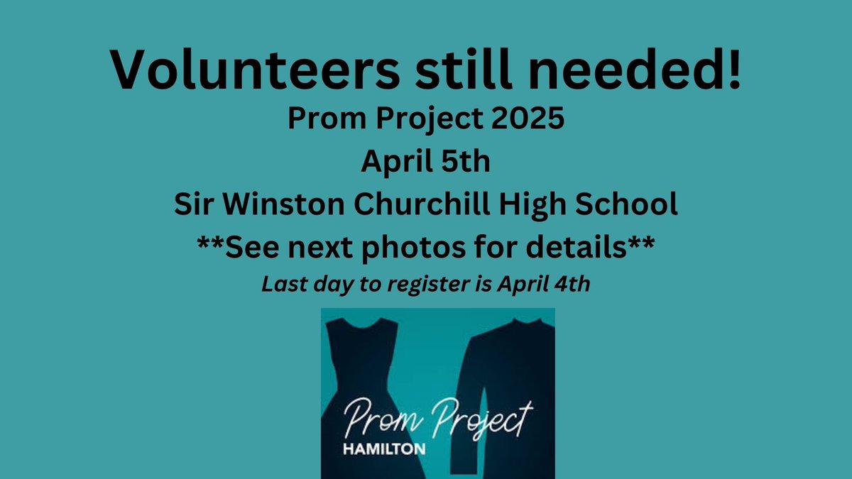 PromProjectHam's tweet image. More volunteers needed for Prom Project 2025 on April 5th!