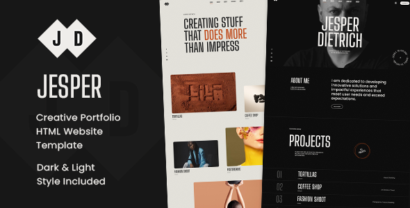 The new template is ready for you! "Jesper - Creative Portfolio Showcase HTML Website Template". Lots of options. Dark &amp; Light styles included. 👍

👉 Demo: demo.themetorium.net/html/jesper
👉 Get it here: 1.envato.market/jesper