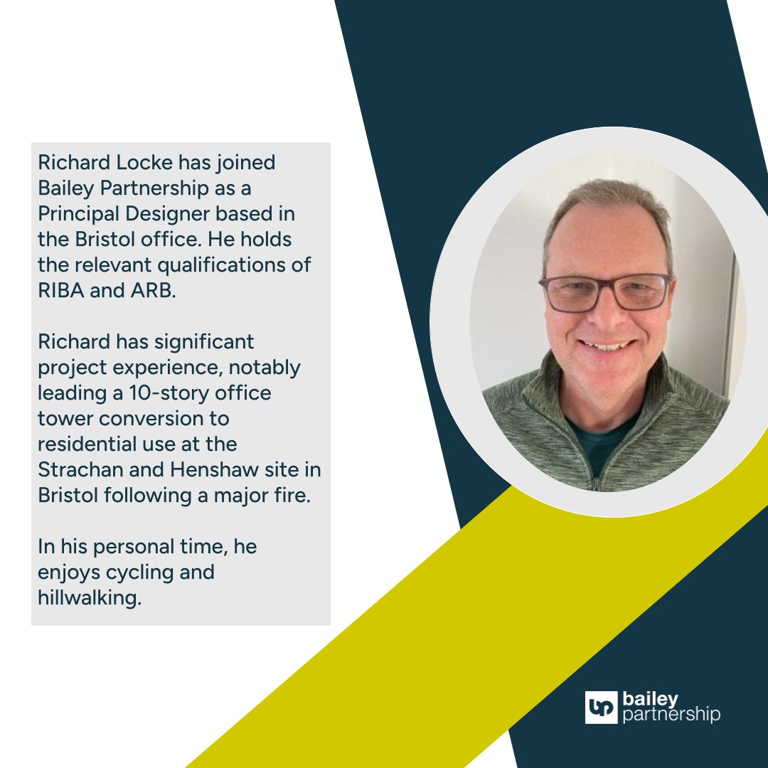 We’re excited to welcome Richard Locke as a Principal Designer in our Bristol office! Richard, RIBA and ARB qualified, led the conversion of a 10-story office tower to residential use at the Strachan &amp; Henshaw site post-fire. Outside work, he enjoys cycling and hillwalking.