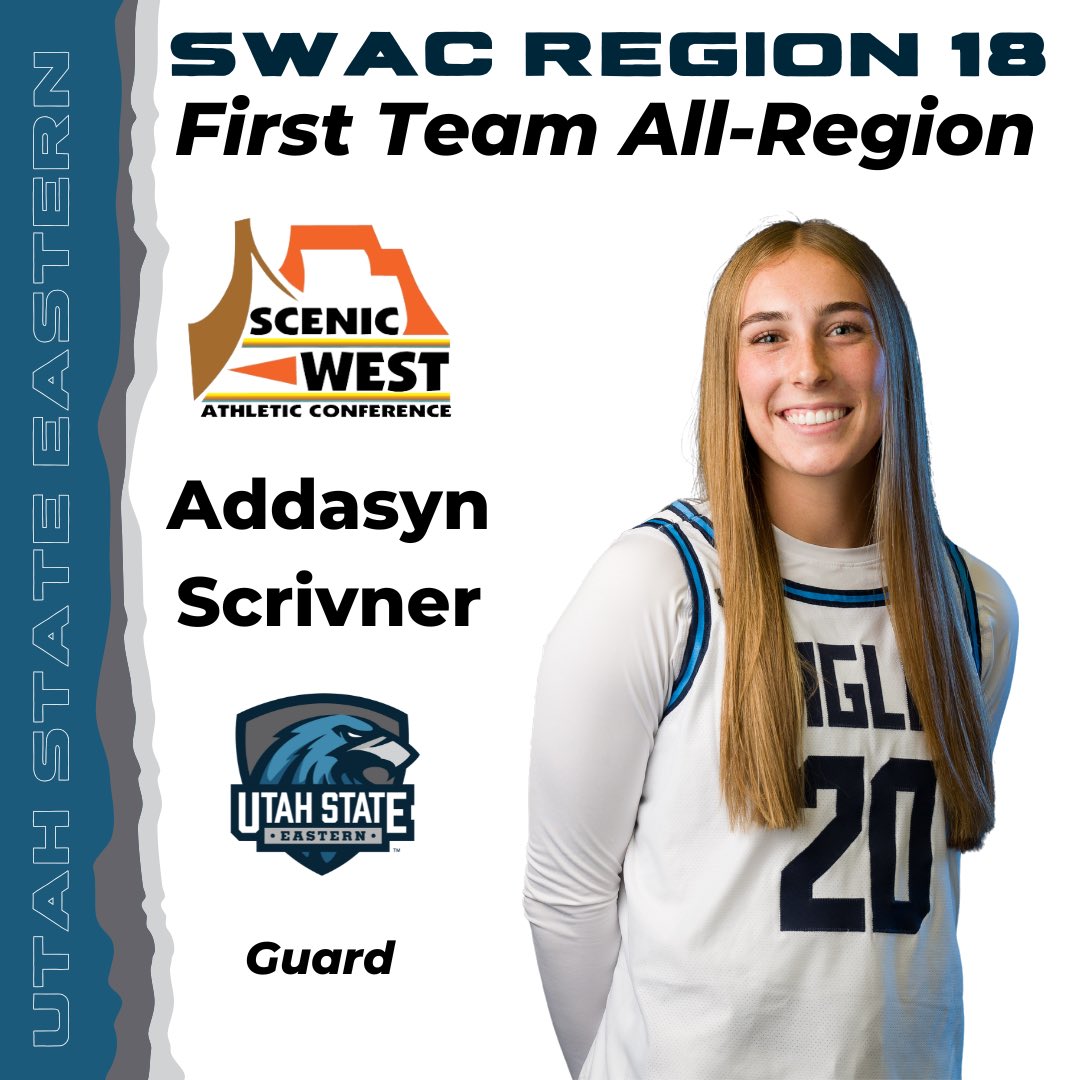 USUEAthletics's tweet photo. Congrats to our SWAC All-Region standouts! 

🌟 Addasyn Scrivner – First Team All-Region
🌟 Ellie Esplin – Second Team All-Region

Way to represent USU Eastern - CONGRATULATIONS! Well earned! 💙🦅

#EaglePride #AllRegion #UtahStateEastern
#SWAC https://t.co/6pPkgjJ5cS
