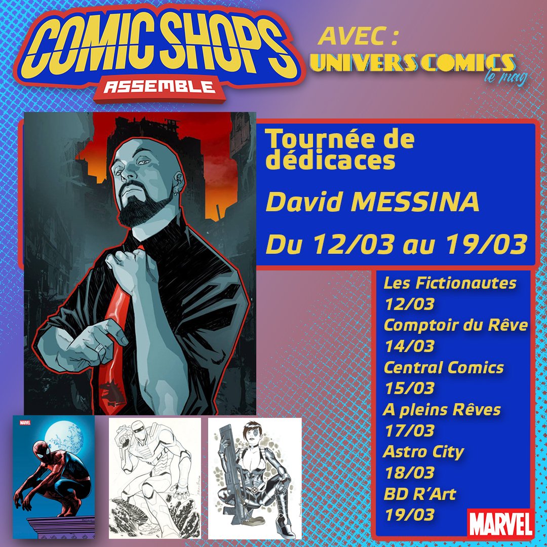 paninicomicsfra's tweet photo. Faites comme Émile et allez aux dédicaces de David Messina pour rencontrer le dessinateur d'Ultimate Spider-Man et de la couverture variante d'ULTIMATE UNIVERSE 3 ! Il vous reste encore deux occasions ce soir et demain !

Bravo à @C_S_Assemble et @UniversComics pour l'orga de cette tournée.