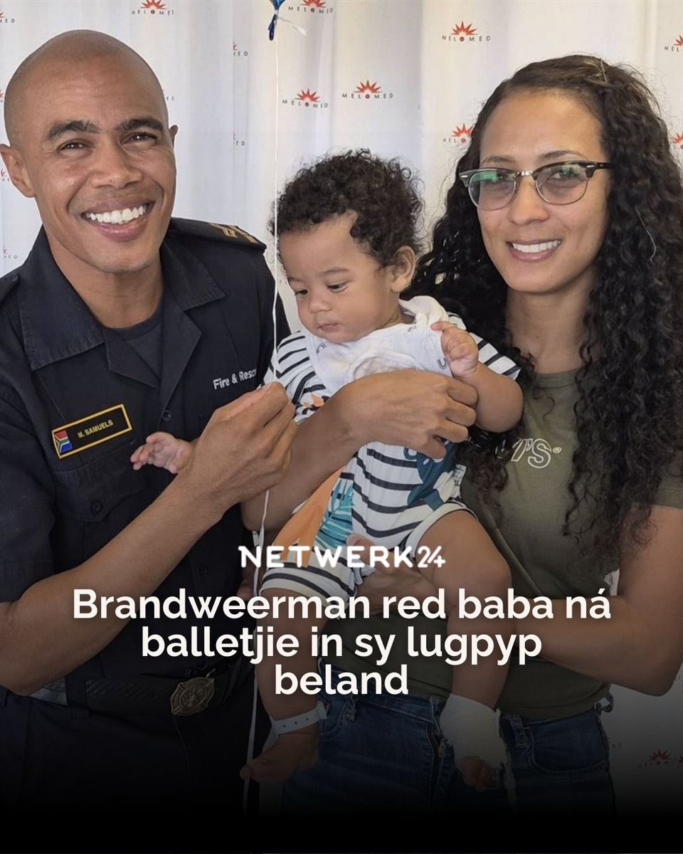 Netwerk24's tweet photo. ’n Kaapse brandweerman se flink optrede het ’n baba gered “wat reeds blou en koud was” nadat ’n balletjie in sy lugweg beland het. ||#IsaiahScala #MichaelSamuels #CachetScala #MitschellsPlain https://t.co/xRqM4k71lS