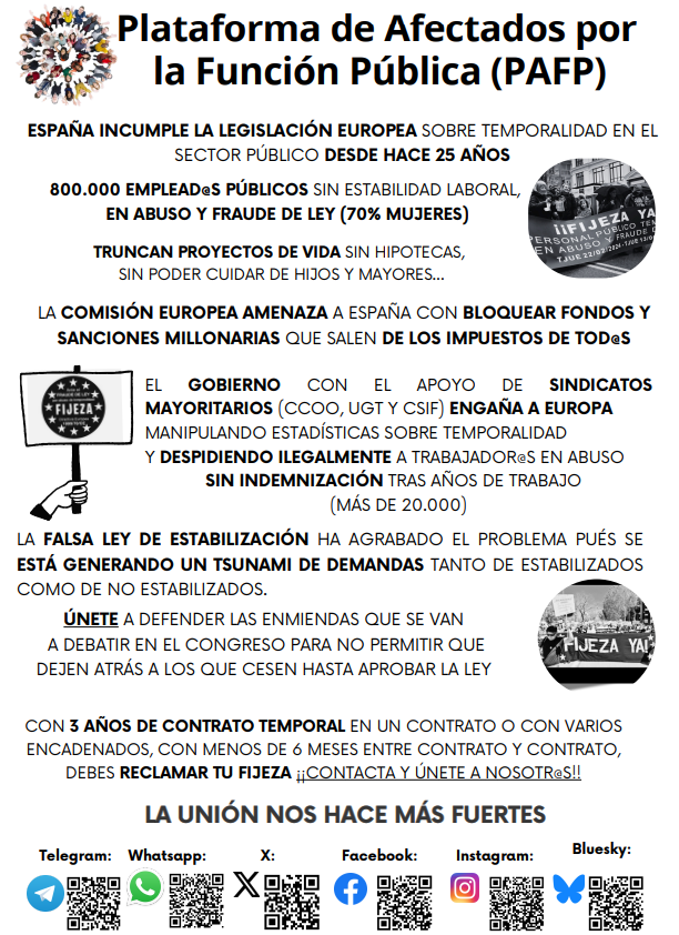 Hi ha esmenes presentades a la llei de Funció Pública, q poden posar fi a l'abús de temporalitat. 
Que s'aprovin! 
Hay enmiendas presentadas a la ley de Función Pública, q pueden poner fin al abuso de temporalidad. 
¡Que se aprueben!
EUROPA OBSERVA
<a href="/EU_Commission/">European Commission</a> 
<a href="/RoxanaMinzatu/">Roxana Mînzatu</a>