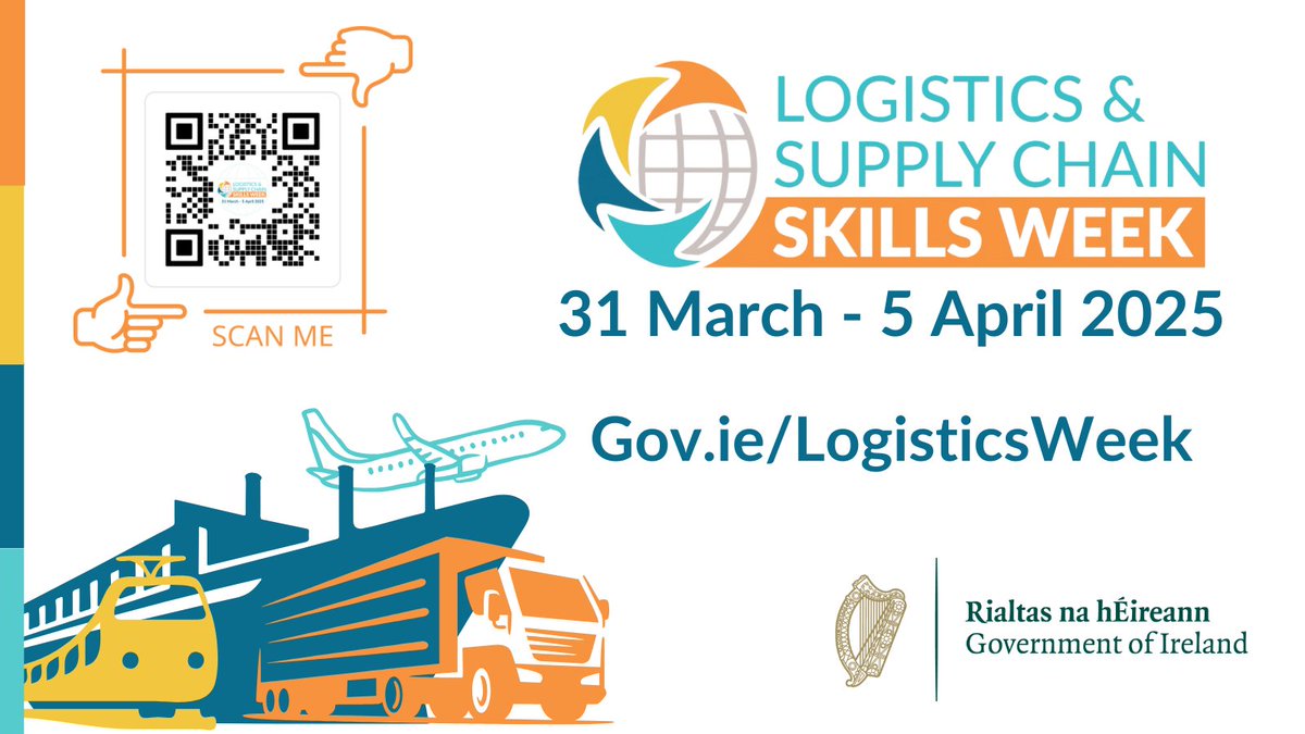 Dept_Transport's tweet photo. #LogisticsWeek 31 March – 5 April will focus on sustainability and digital transformation.

Learn how to gain the skills to thrive in an evolving industry, and about the 170 companies in Ireland employing logistics apprentices.

👉https://t.co/p3uLFACSZk
@SeanCanney @newsfromftai https://t.co/J3SSsjJRTF