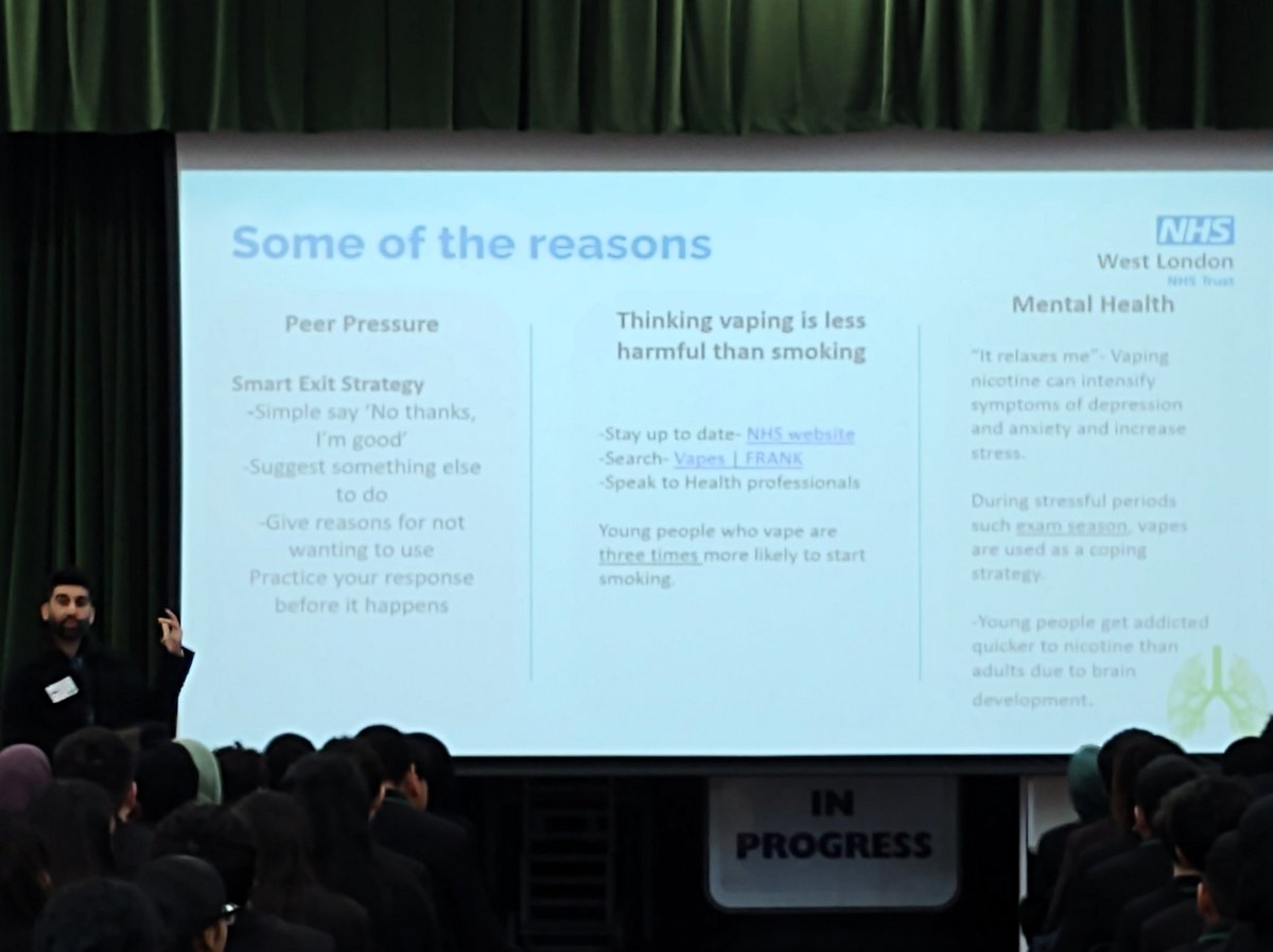 ghsofficial's tweet photo. This morning our Year 8 students had an extended assembly on the dangers of vaping.
A huge thanks to representatives from the NHS for coming in and delivering a great assembly.
#learningtosucceed #knowthefacts #nhs https://t.co/jRIl84Gn2J