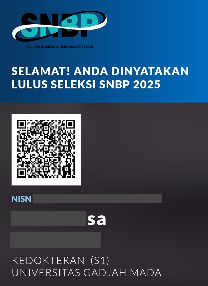 me_here04's tweet image. HUAAA LOLOS SNBP JUGAAAA 😭😭😭😭. FK UGM I'M COMING 💙.