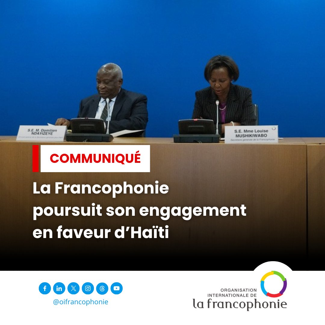 La Secrétaire générale de la #Francophonie, <a href="/LMushikiwabo/">Louise Mushikiwabo</a>, a réuni, ce 17 mars, le Comité ad hoc consultatif restreint sur #Haïti pour un échange sur la situation dans le pays et les modalités d’accompagnement de l’OIF.

🔗Lire le communiqué : francophonie.org/la-francophoni…