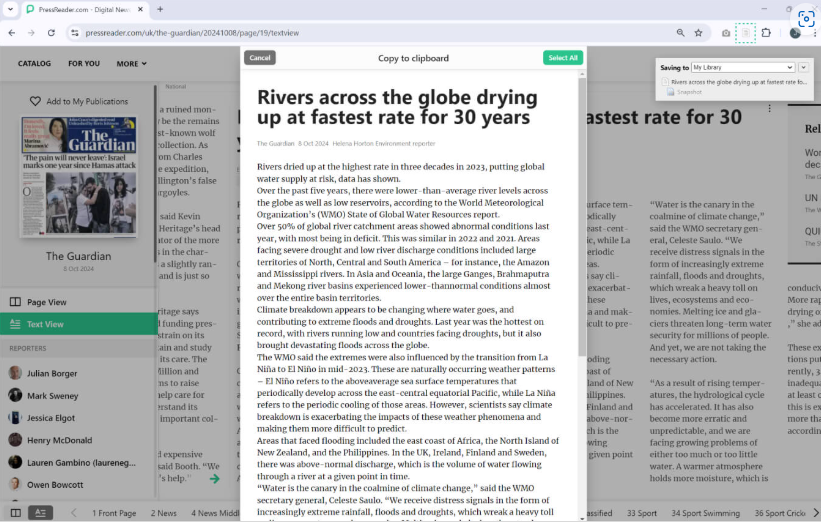 PressReader now supports Zotero Citation Manager! PressReader has integrated with the Zotero citation manager, enabling researchers to seamlessly extract bibliographic metadata from the platform. 0-www.pressreader.com.wam.seals.ac.za/catalog