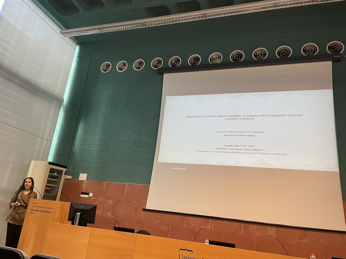 QBIS-CAT Research Group (@qbiscat_udg) on Twitter photo The PhD thesis defense of <a href="/NajouaChAf/">Najoua</a> has just started!
<a href="/MiquelCostas/">Miquel Costas</a> <a href="/IQCCUdG/">IQCC UdG</a> <a href="/udgdoctorat/">Escola de Doctorat de la UdG</a> <a href="/UdGRecerca/">UdG Recerca</a> <a href="/QuimicaUdG/">Quimica UdG</a> <a href="/UdGCiencies/">Facultat de Ciències</a> <a href="/univgirona/">Universitat de Girona</a> The PhD thesis defense of <a href="/NajouaChAf/">Najoua</a> has just started!
<a href="/MiquelCostas/">Miquel Costas</a> <a href="/IQCCUdG/">IQCC UdG</a> <a href="/udgdoctorat/">Escola de Doctorat de la UdG</a> <a href="/UdGRecerca/">UdG Recerca</a> <a href="/QuimicaUdG/">Quimica UdG</a> <a href="/UdGCiencies/">Facultat de Ciències</a> <a href="/univgirona/">Universitat de Girona</a>