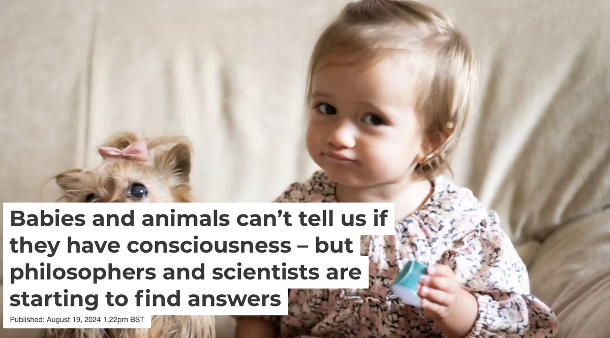 Fascinating work by <a href="/htaylorphil/">Henry Taylor</a> on knowing when babies, animals, and robots are conscious. Science and philosophy working together 😀

<a href="/ConversationUK/">The Conversation</a> 
#consciousness #animalminds #babies #robots

#PhilosophyMatters #BPF2025 #PhilosFortnight2025
