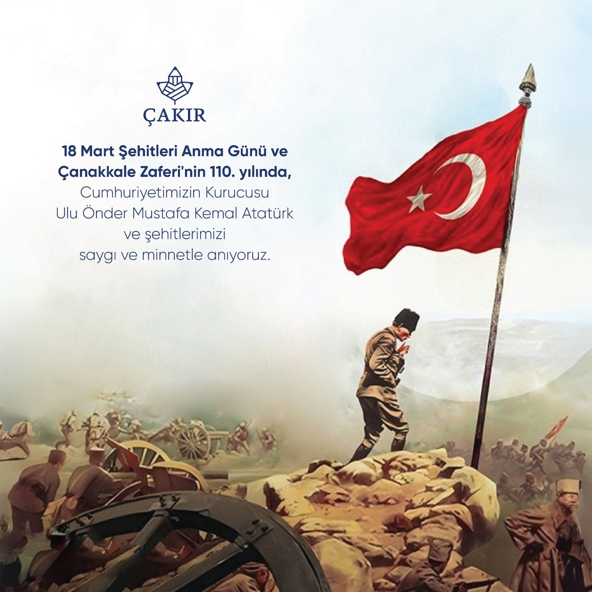 18 Mart Şehitleri Anma Günü ve Çanakkale Zaferi'nin 110. yılında, Cumhuriyetimizin Kurucusu Ulu Önder Mustafa Kemal Atatürk ve şehitlerimizi saygı ve minnetle anıyoruz. #cakirokullari #ŞehitleriAnmaGünüve18MartÇanakkaleZaferi