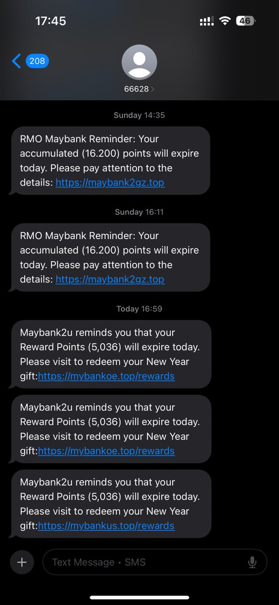 DeanReality's tweet photo. @MyMaybank @BNM_official what is this spam on your official 66628 SMS short code. Can you end this spam text ASAP? https://t.co/pHwzaeVz5j
