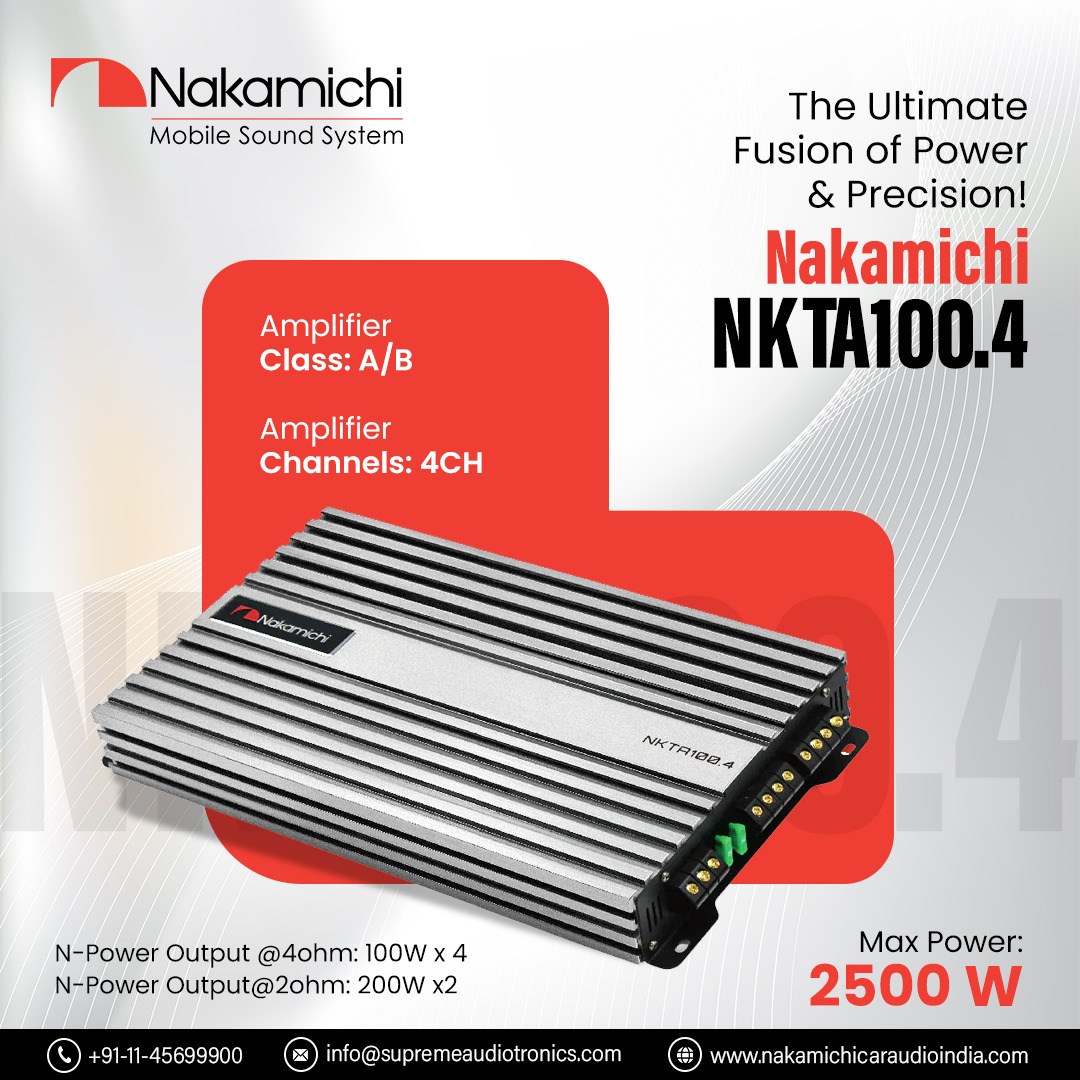 NakamichiIndia's tweet image. Unleash power and crystal-clear sound with Nakamichi NKT100.4 Amplifier! ⚡ Perfect audio for every drive.

For more info:

🔗 bit.ly/3FyutCG
📞 +91 11 4569 9900
✉️ info@supremeaudiotronics.com

#NakamichiAmplifier #BalancedAudio #CarAudio