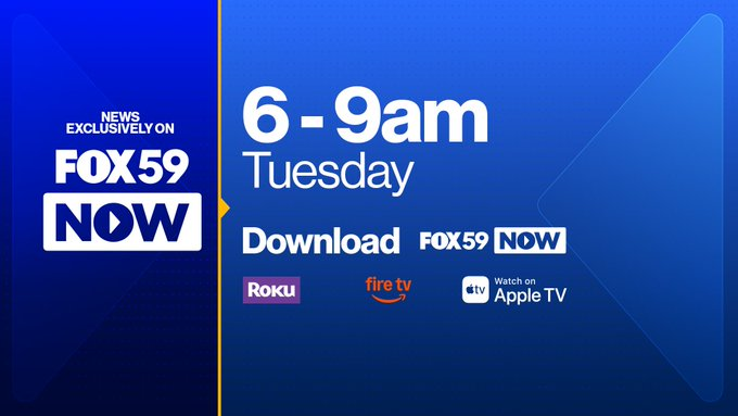 AHardwickWx's tweet photo. This morning the Dodgers vs. Cubs ⚾️ game will be LIVE from Tokyo on @FOX59 ! The only way to see our live newscast this morning from 6-9AM is to download the FOX59 NOW app. It’s available for free on your Roku, Fire or Apple TV. #FOX59morning https://t.co/7jwlLpSgig