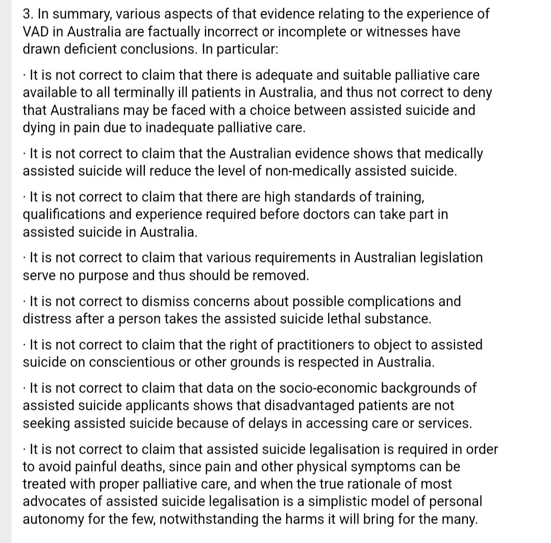 If you were an MP on assisted death committee, would you want the full picture on potential harms?

Invited Australian witnesses reassured MPs that all was well there. BUT the former Vic Attorney General has BLISTERINGLY written to our MPs to tell them:

"It is not correct..."