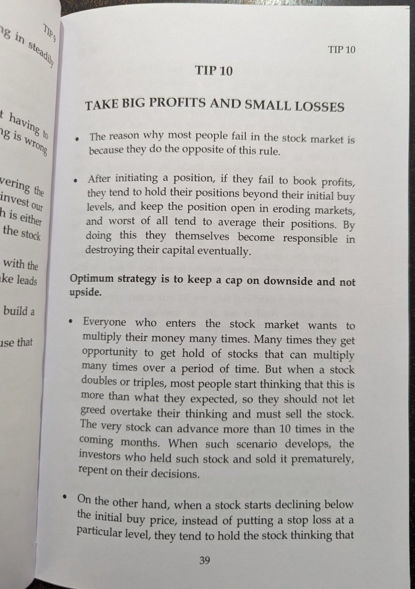 Most traders fail because they do the opposite of this golden rule: Take big profits &amp; small losses!📈💰

Don't hold onto losing trades—cut them early. Let winners run.🚀

Source: 31 Stock Market Trading Tips 📒by Ravi Patel.

#StockMarket #Trading #RiskManagement