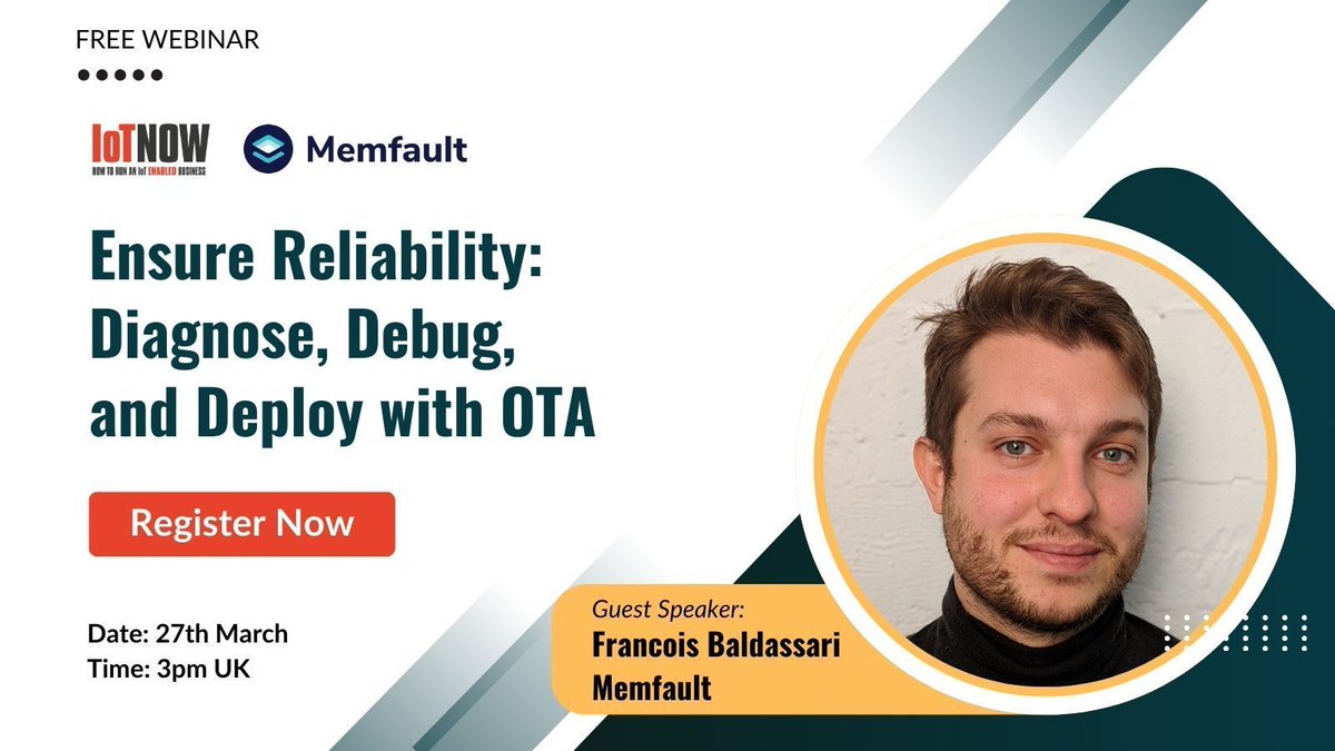 IoTNow_'s tweet image. FREE WEBINAR: How to Diagnose, Debug, and Deploy with OTA.
Date: 27 March | Thursday | 3 PM UK
Register Now! bit.ly/41rOcLT
#BusinessWebinar #RemoteDebugging