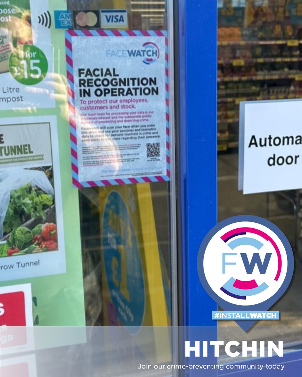 We're looking out for you and your colleagues every day in every corner of the UK. We were in Hitchin recently.

Call us now 0207 930 3225
Book your free demo here bit.ly/3DyjGon

#Facewatch #FacialRecognition #Retail #CrimePrevention #Installwatch #Hitchin