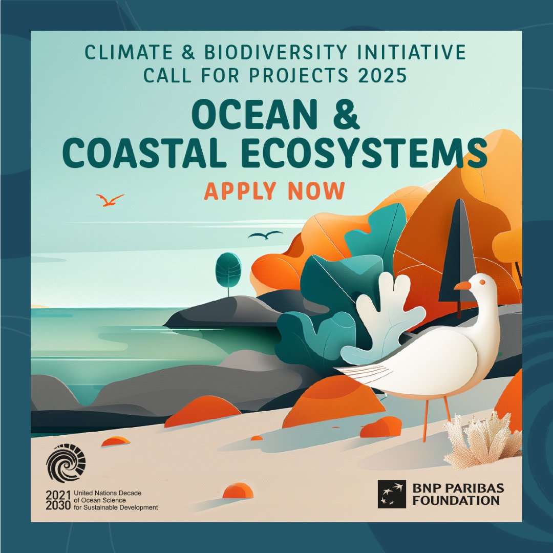 UN Ocean Decade (@unoceandecade) on Twitter photo 🚨FUNDING OPPORTUNITY: the <a href="/FondationBNPP/">Fondation BNP Paribas</a> and #OceanDecade have teamed up for a call for projects dedicated to ocean and coastal ecosystems!
Between 7-15 projects will receive a total support of 7 million euros over 3 years.
Deadline: 4 May 2025
🔗ow.ly/ypt150Vjcsn 🚨FUNDING OPPORTUNITY: the <a href="/FondationBNPP/">Fondation BNP Paribas</a> and #OceanDecade have teamed up for a call for projects dedicated to ocean and coastal ecosystems!
Between 7-15 projects will receive a total support of 7 million euros over 3 years.
Deadline: 4 May 2025
🔗ow.ly/ypt150Vjcsn