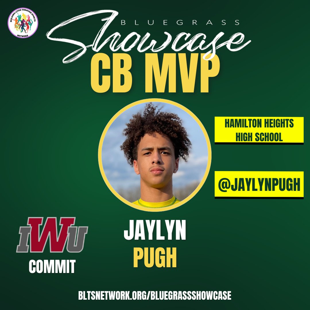 The Bluegrass Showcase was an EPIC event last year!!!  A lot of the talent from around the Midwest headed over to <a href="/KyStateU/">Kentucky State University</a> to showcase their skills!

Here's our CB MVP from last year!

<a href="/JaylynPugh/">JaylynPugh</a> of <a href="/HuskiesStrength/">Jon Kirschner</a> (Arcadia, IN)

<a href="/IndWesleyan_FB/">Indiana Wesleyan FB</a>

#BLTSN #BLTSNetwork #NoExcuses