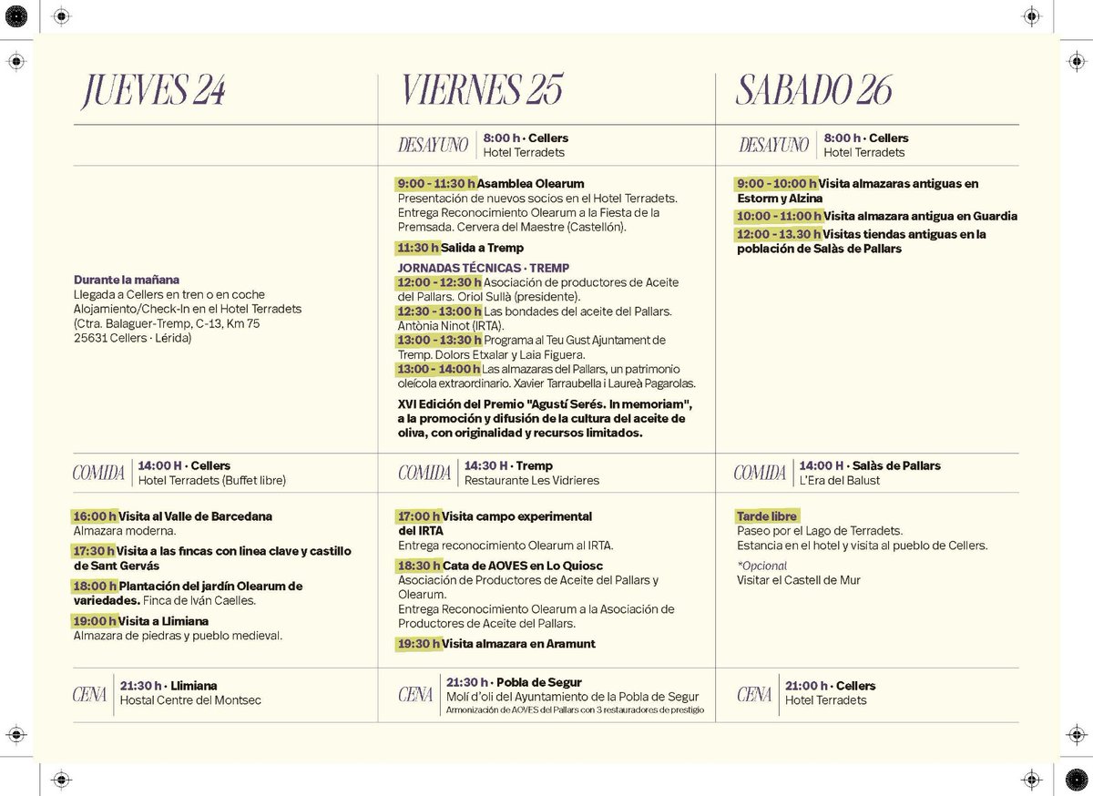 PRESENTAMOS EL XVI CONGRESO OLEARUM. 
VALLE DE BARCEDANA (LÉRIDA). 24, 25 Y 26 DE ABRIL DE 2025.