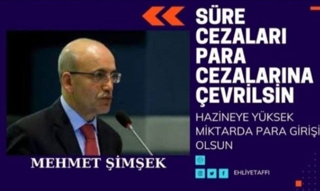<a href="/memetsimsek/">Mehmet Simsek</a> #EhliyetAffı çıkmamasından kaynaklı, işsizlik oranlari artmakta, arac kullanimindan alinan vergiler toplanmaktadır. Süre cezalarimiz paraya çevrilirse hem bizler hem ülke ekonomisi için iyi olur.
186bin Lira