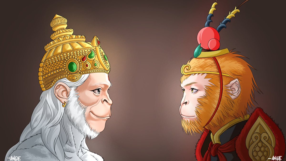 angienjoyy's tweet photo. what if they meet each other? 🐵🤍🧡#Hanoman #SunWukong https://t.co/wAjDYf1aQi